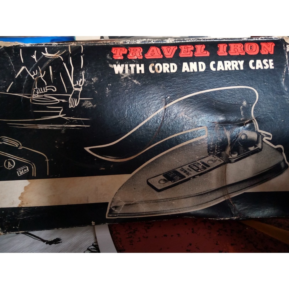Vintage Dan Dee‎ Imports N.Y.C Travel Iron W/ Cord and Carry Case  made in Japan